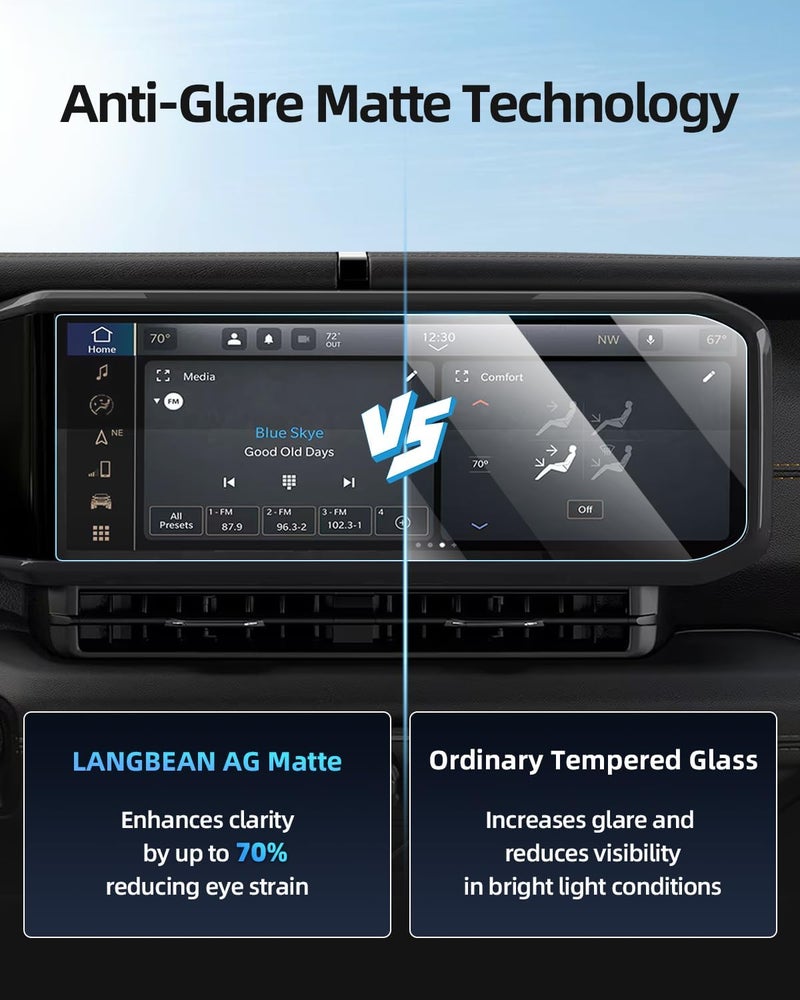 LANGBEAN Anti-Glare Matte Screen Protector for 2024-2025 Jeep Wrangler/4xe /Gladiator(Sport/Willys/SaharaAltitude/Rubicon/High/Rubicon 392) 12.3-Inch Infotainment Touchscreen, 2024 2025 Wrangler 4xe Accessories - Image 3